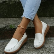 Miluxas Shoes for Women Loafers Casual Slip On: Dress Driving Comfortable Outdoor Walking Flat Clearance White 9.5(42)